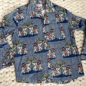 Women’s Artistic Blue Elephant Print Shirt